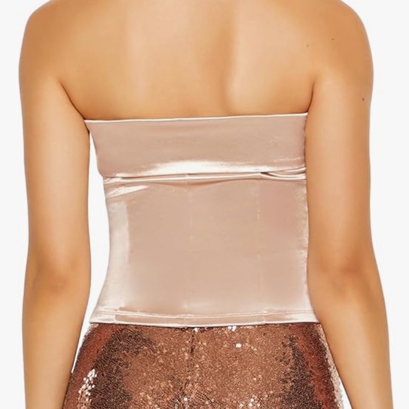 Forever 21 Women's Satin Foldover Tube Crop Top Cream X-Large - Picture 3 of 5